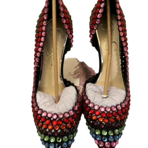 NEW JESSICA SIMPSON Preppi Rainbow Jewel Embellished Pumps | Size 8 - Picture 3 of 4